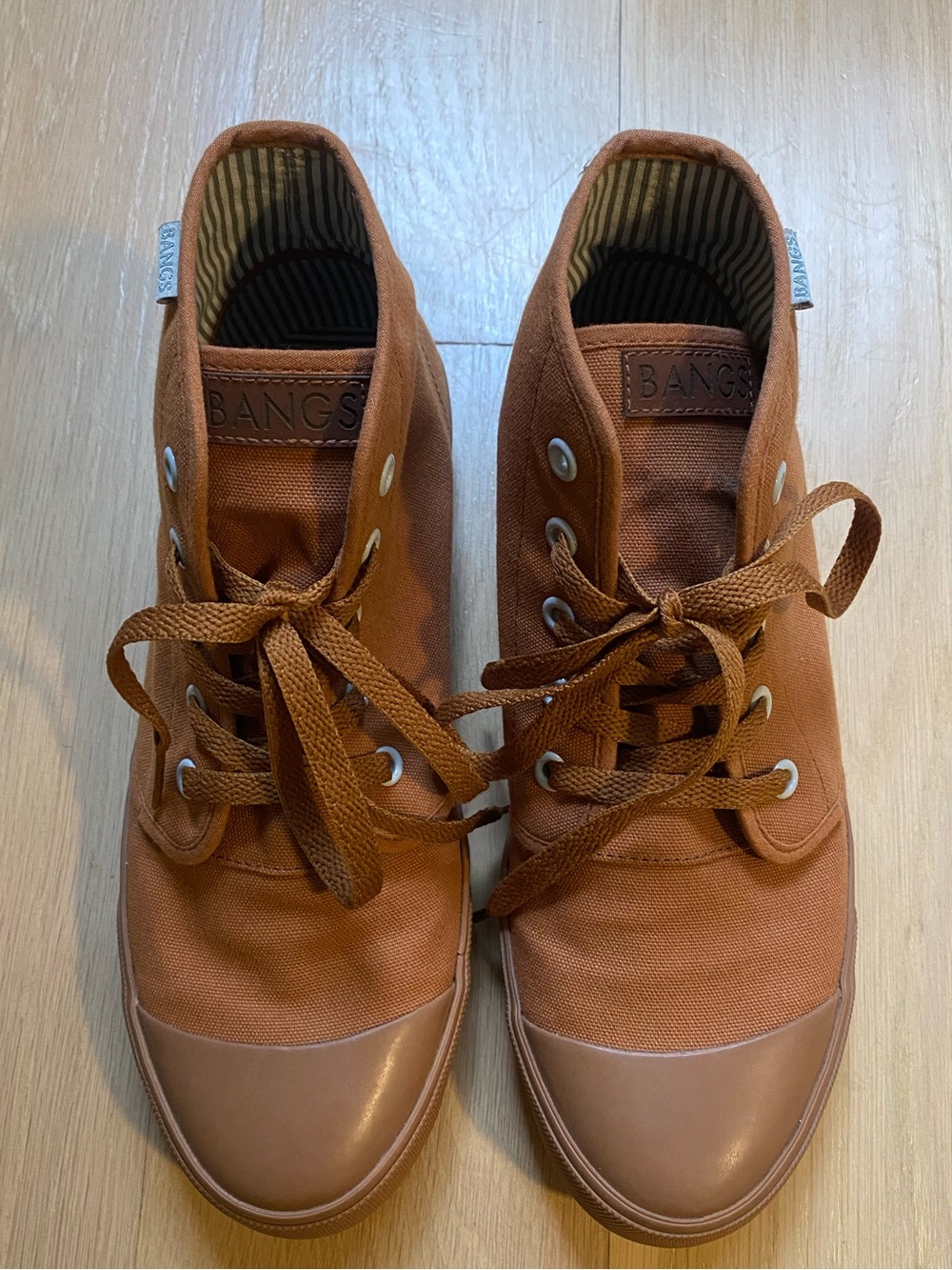 BANGS Sahara Sand Canvas High Top Sneakers Unisex Men US 6.5 Women US 8 - Picture 2 of 9